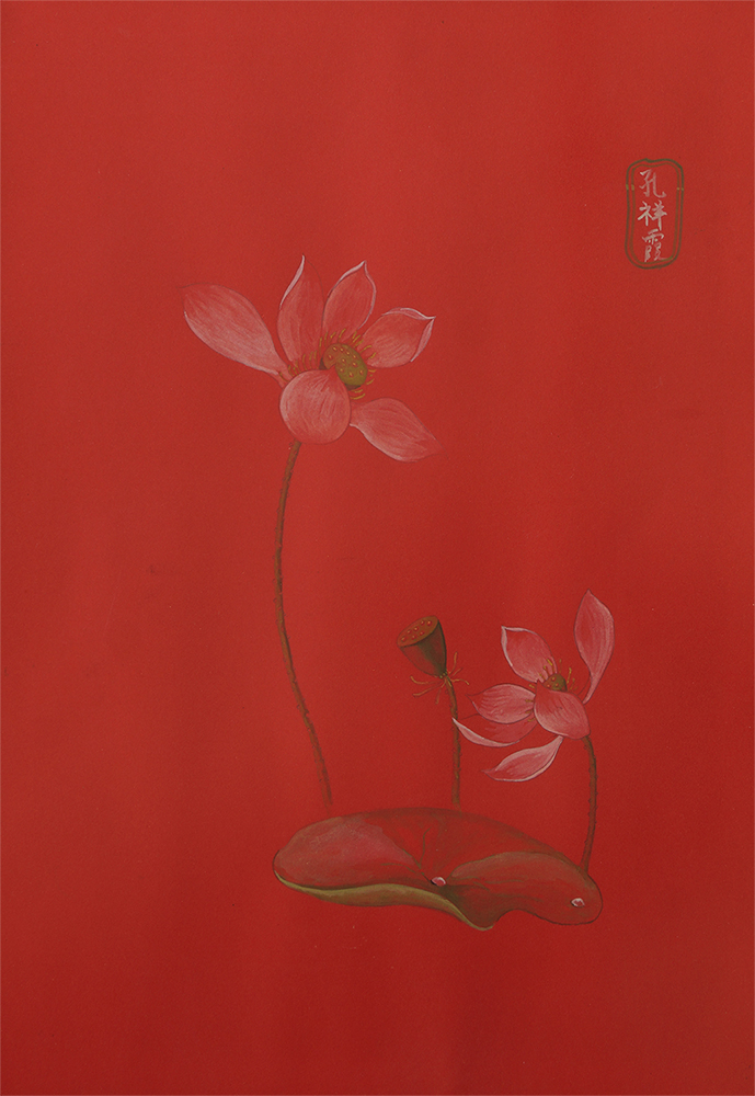 Lotus auf rotem Hintergrund